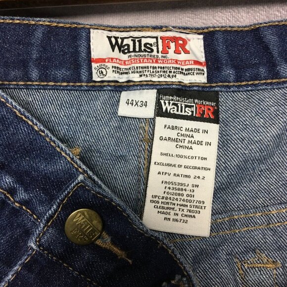 Walls FR Mens Flame Resistant Blue Jeans size 42 to 44x34 Work Denim Cotton Pant - Picture 5 of 13